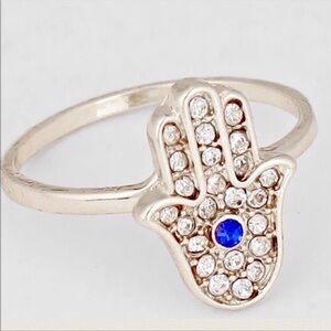 Hand of Fatima evil eye cz ring